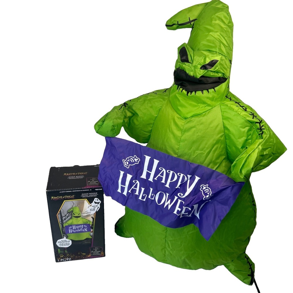 Disney Oogie Boogie Halloween Inflatable Yard Decor Green/Purple 18.5in Tall